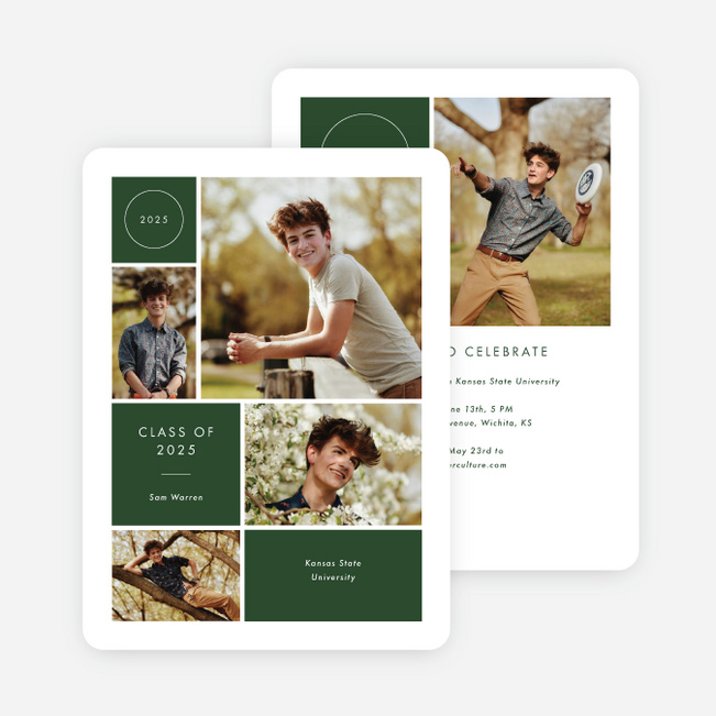 Milestone Montage Graduation Announcements & Invitations - Green