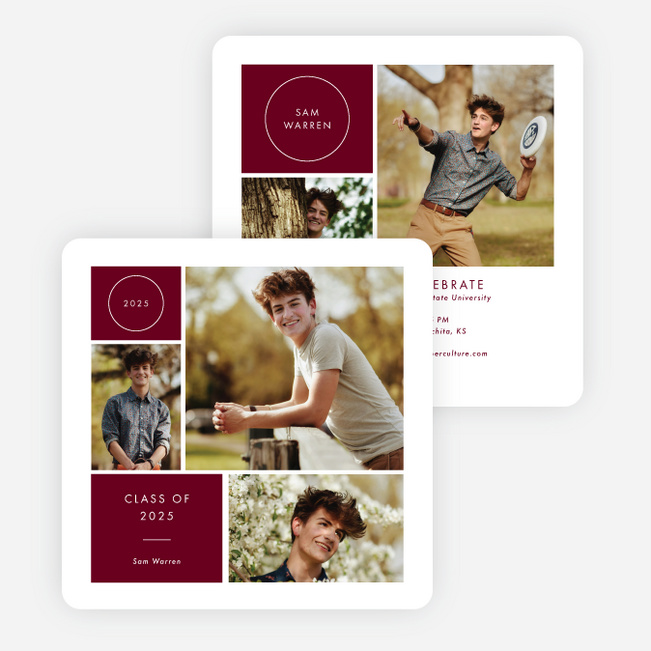 Milestone Montage Graduation Announcements & Invitations - Red