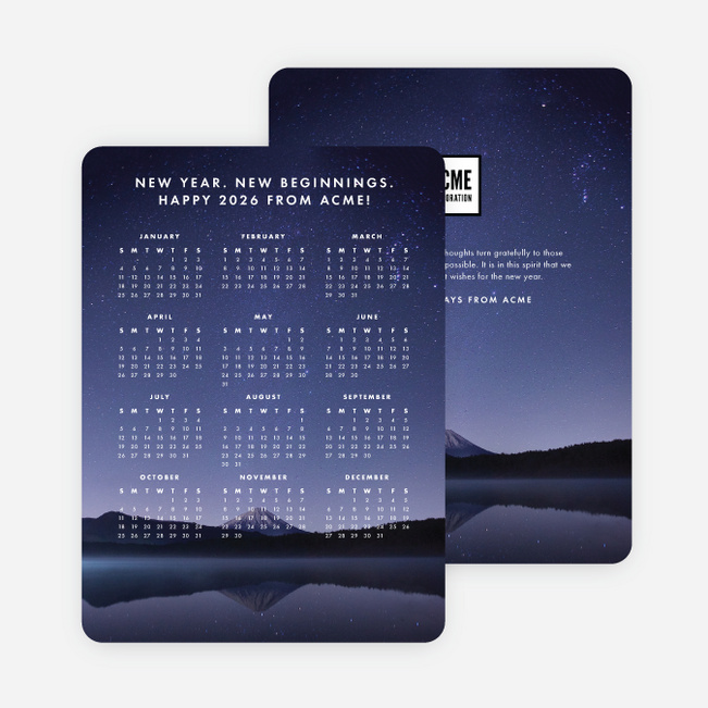 Calendar Wishes Corporate Holiday Cards - White