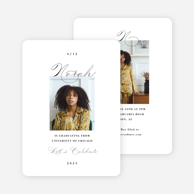 The Initial Chapter Graduation Announcements & Invitations - White