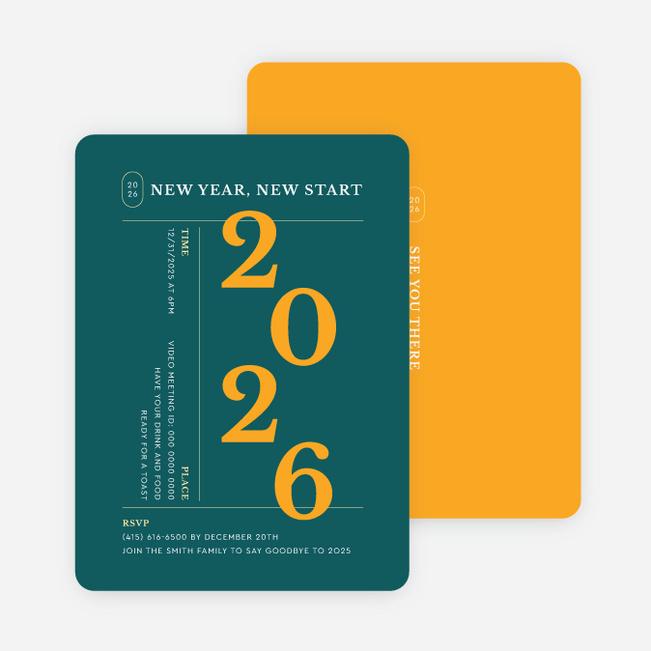 Big Countdown Holiday Invitations - Yellow