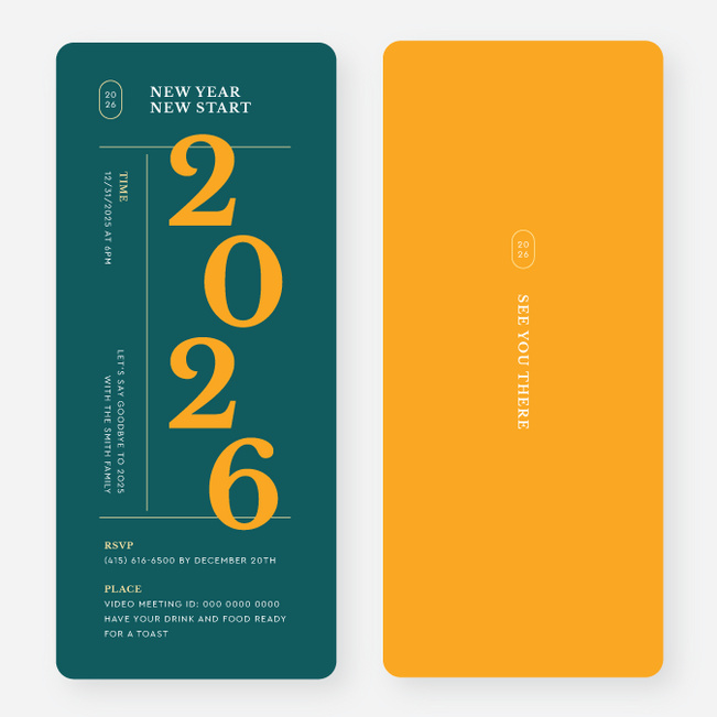 Big Countdown Holiday Invitations - Yellow