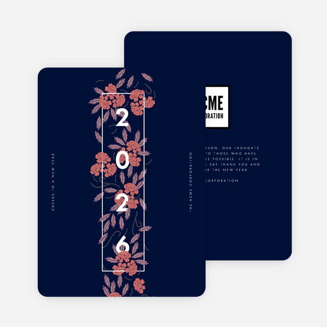 Floral Parade Corporate Holiday Cards - Blue