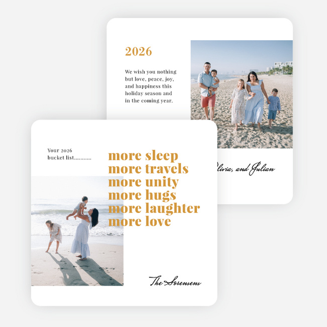 More Bucket List New Year Cards and Invitations - Yellow