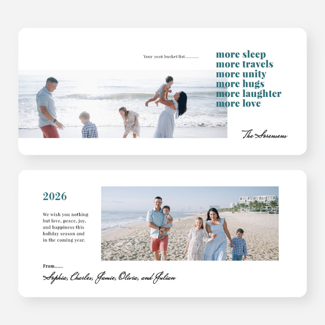 More Bucket List New Year Cards and Invitations - Blue