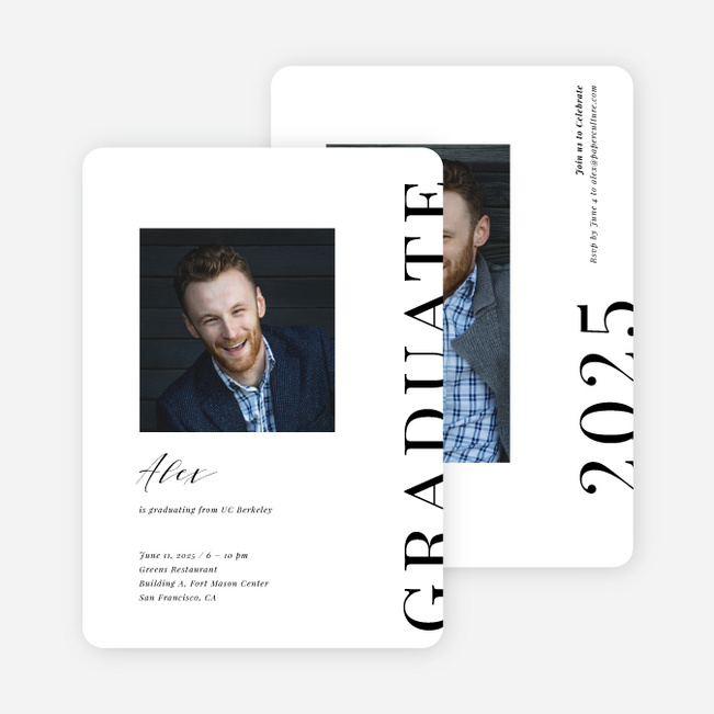 Front Page Achievement Graduation Announcements & Invitations - White