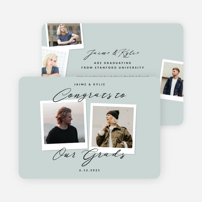 Synchronized Success Graduation Announcements & Invitations - Blue