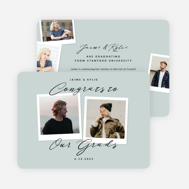 Synchronized Success Graduation Announcements & Invitations - Blue