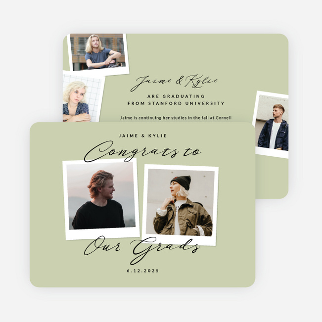 Synchronized Success Graduation Announcements & Invitations - Green