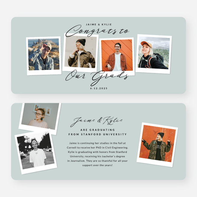 Synchronized Success Graduation Announcements & Invitations - Blue