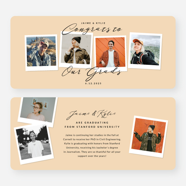 Synchronized Success Graduation Announcements & Invitations - Orange