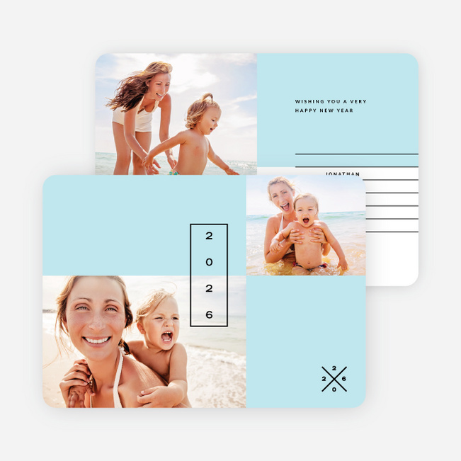 Clean Lines New Year Cards - Blue