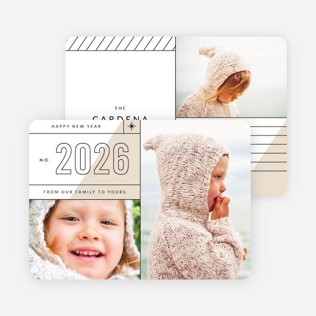 Diagonal Lines New Year Cards - Gray