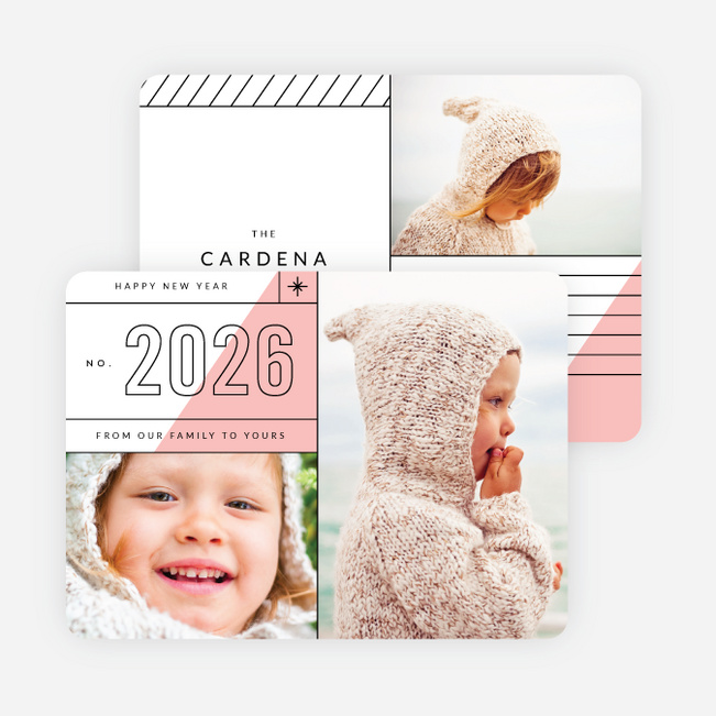 Diagonal Lines New Year Cards - Pink