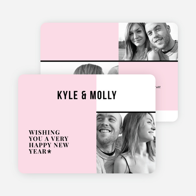 Picture Grid New Year Cards - Pink