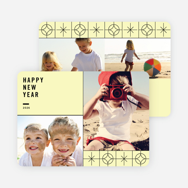 Stars Motif New Year Cards - Yellow