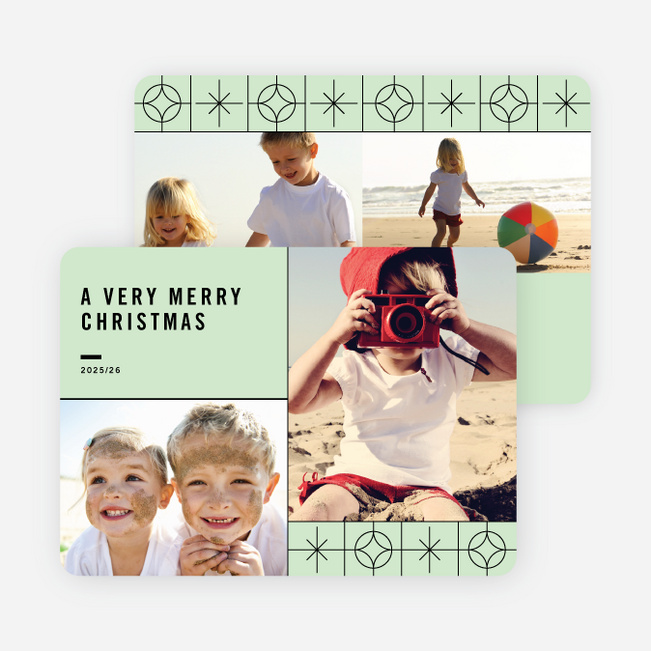 Stars Pattern Christmas Cards - Green