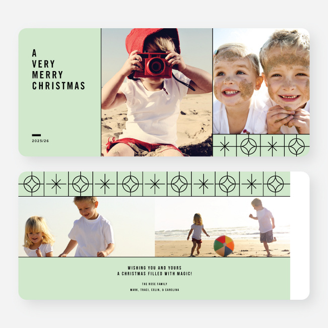 Stars Pattern Christmas Cards - Green