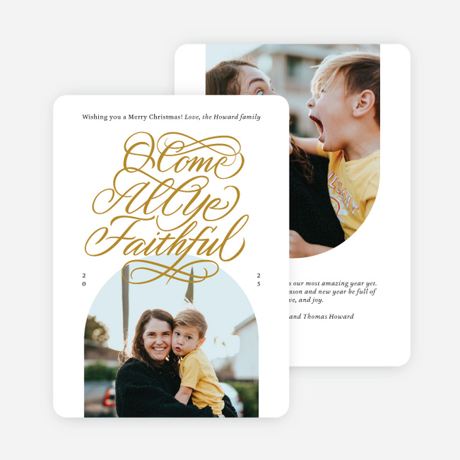 Ornate Hymn Christmas Cards - Yellow