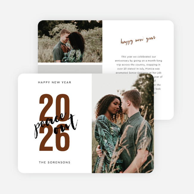 Peace Out New Year Cards and Invitations - Brown