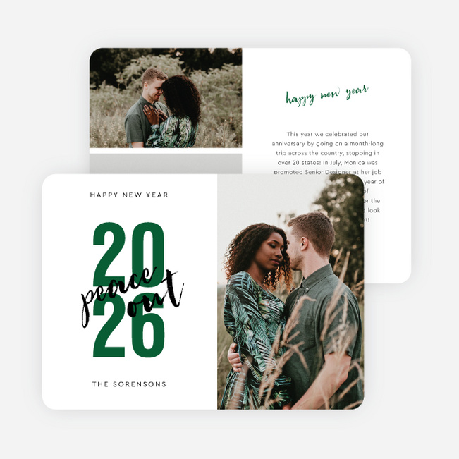 Peace Out New Year Cards and Invitations - Green