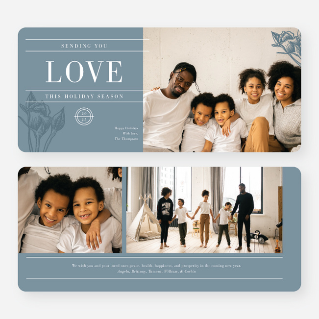 Sending the Gift of Love Holiday Cards and Invitations - Blue