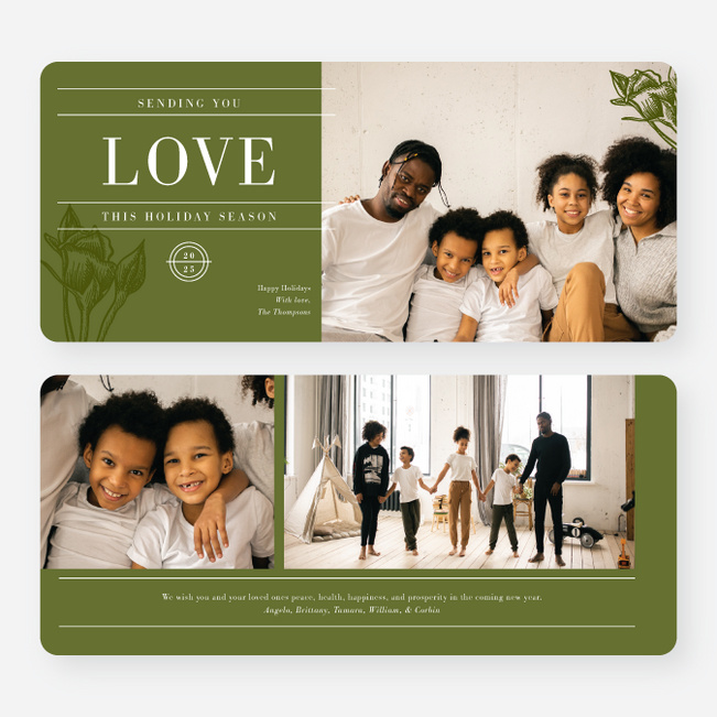 Sending the Gift of Love Holiday Cards and Invitations - Green