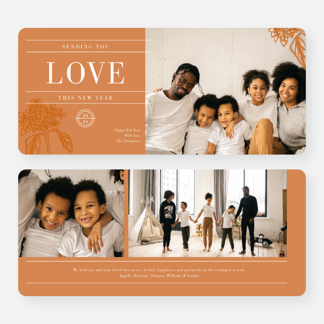 Sending the Gift of Love New Year Cards and Invitations - Orange