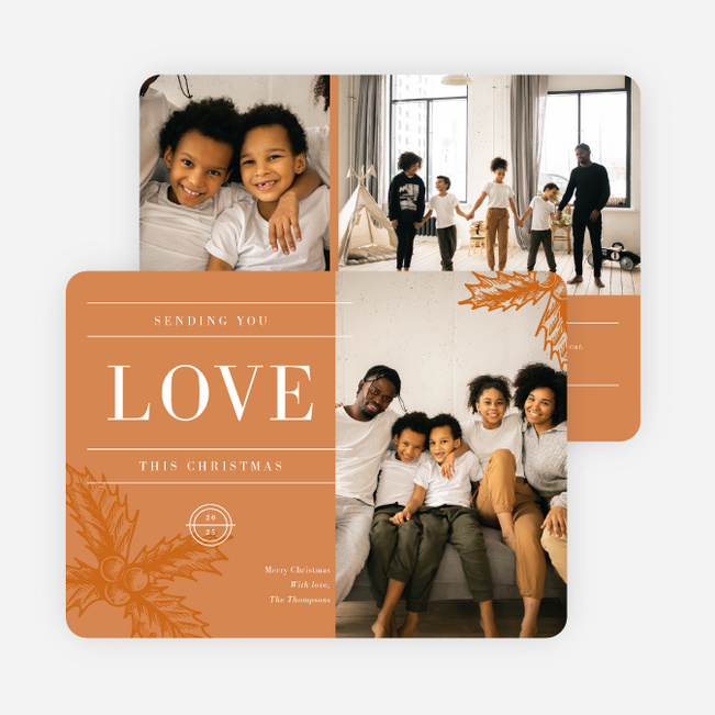 Sending the Gift of Love Personalized Christmas Cards - Orange