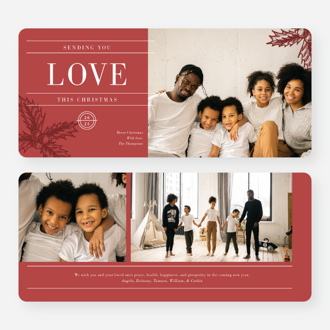 Sending the Gift of Love Personalized Christmas Cards - Red