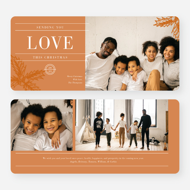 Sending the Gift of Love Personalized Christmas Cards - Orange