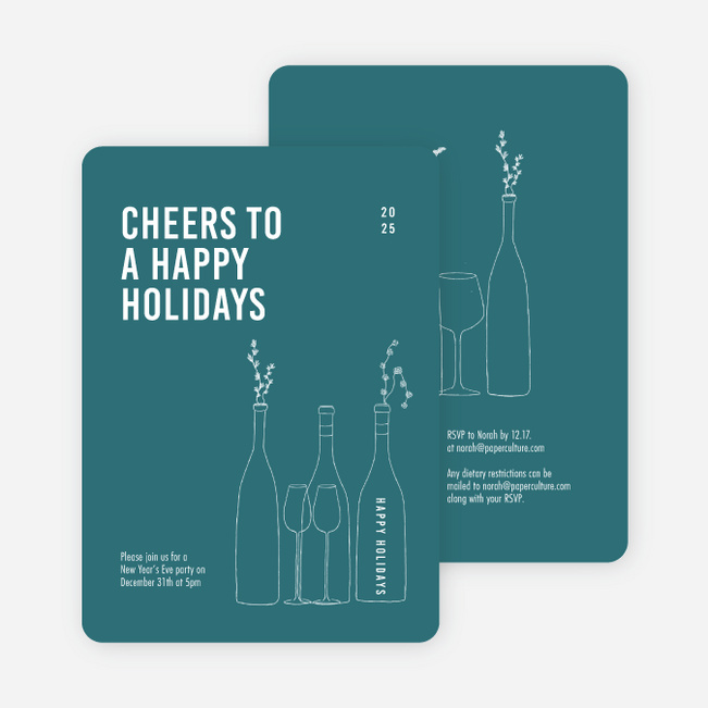 Cheers, It’s Time! Holiday Cards and Invitations - Blue