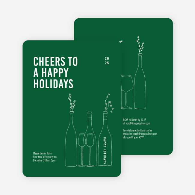 Cheers, It’s Time! Holiday Cards and Invitations - Green