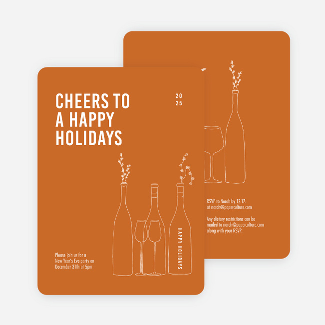 Cheers, It’s Time! Holiday Cards and Invitations - Orange