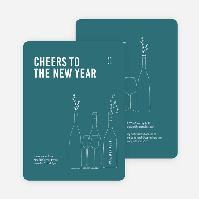 Cheers, It’s Time! New Year Cards and Invitations - Blue