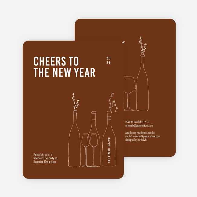 Cheers, It’s Time! New Year Cards and Invitations - Brown