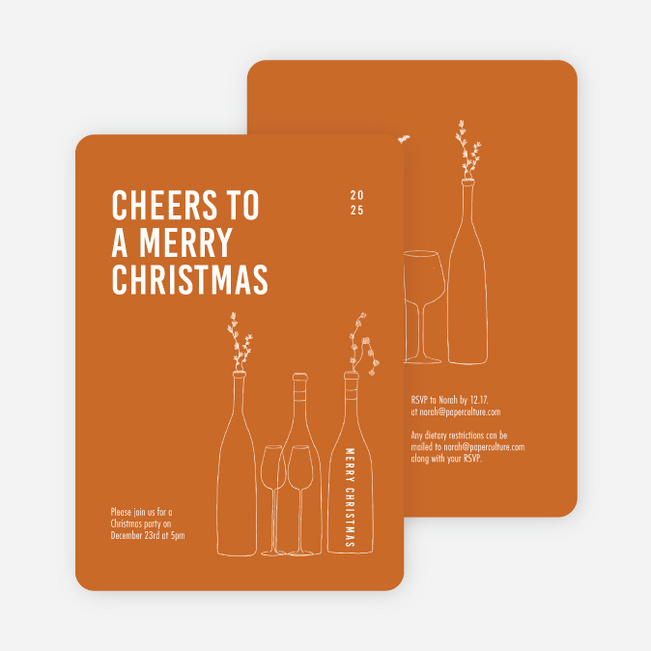 Cheers, It’s Time! Personalized Christmas Cards - Orange