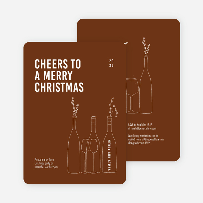 Cheers, It’s Time! Personalized Christmas Cards - Brown