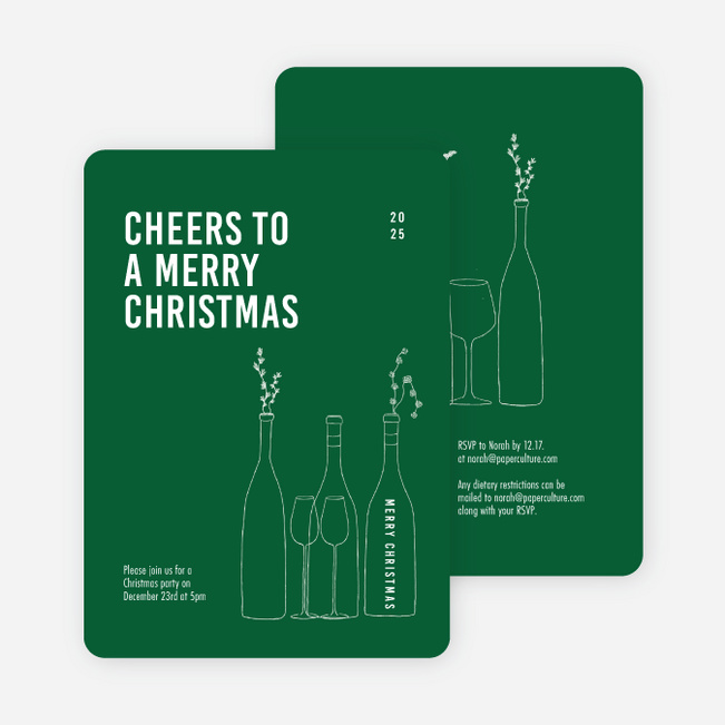Cheers, It’s Time! Personalized Christmas Cards - Green