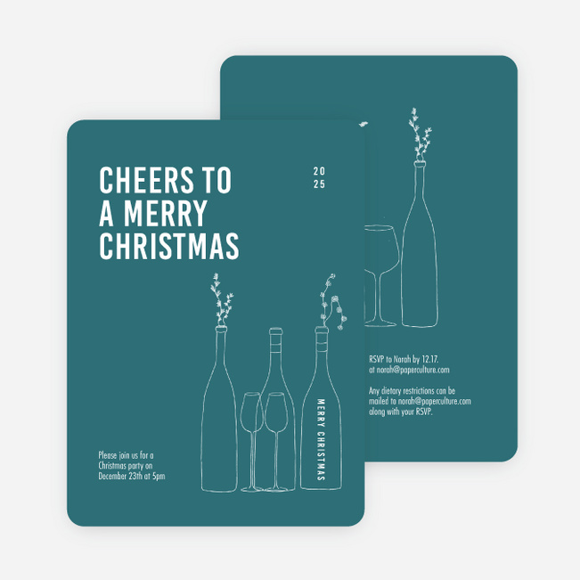Cheers, It’s Time! Personalized Christmas Cards - Blue