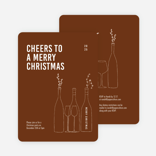 Cheers, It’s Time! Personalized Christmas Cards - Brown
