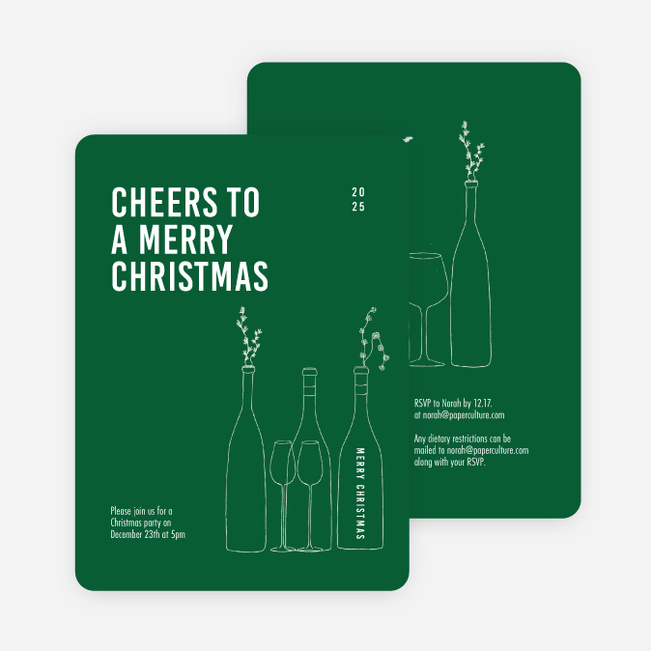 Cheers, It’s Time! Personalized Christmas Cards - Green