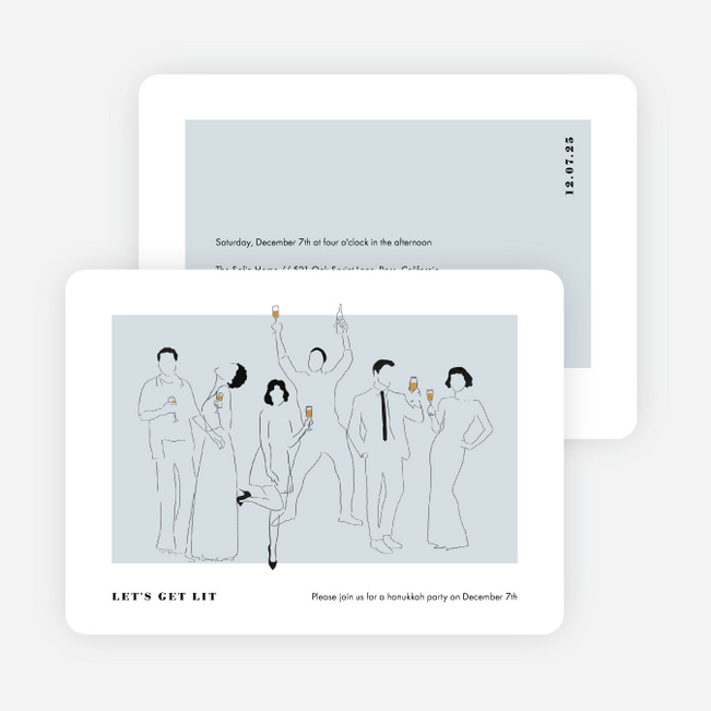 Party Outline Hanukkah Cards - Blue