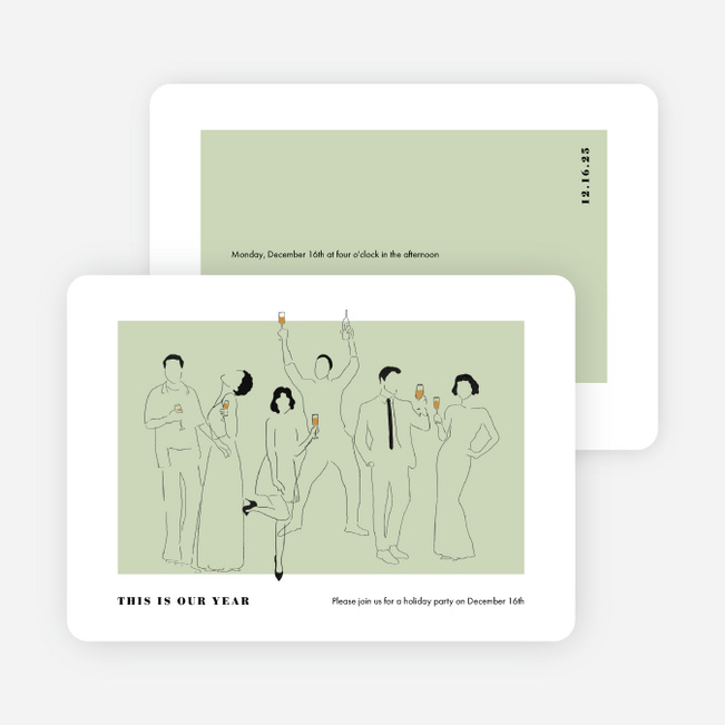 Party Outline Holiday Cards and Invitations - Green