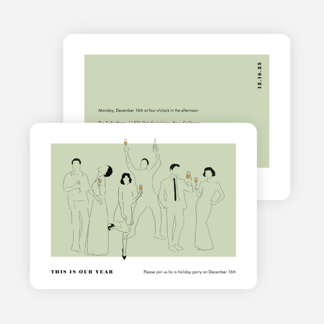 Party Outline Holiday Cards and Invitations - Green