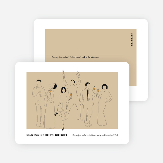 Party Outline Personalized Christmas Cards - Beige