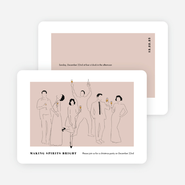 Party Outline Personalized Christmas Cards - Pink