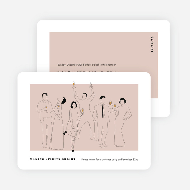 Party Outline Personalized Christmas Cards - Pink