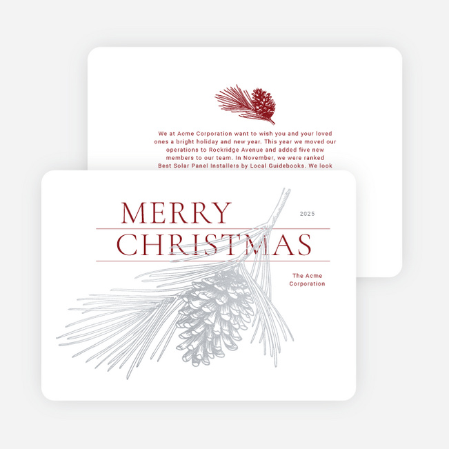 Foil-Wrapped Pinecone Business Holiday Cards & Business Christmas Cards - Gray