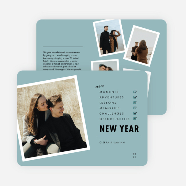 New Moments Checklist New Year Cards and Invitations - Blue